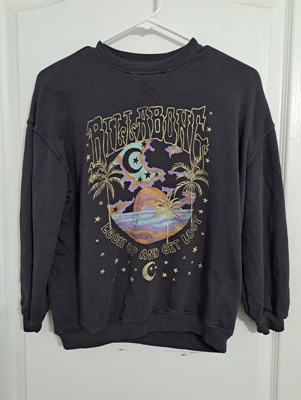 Billabong Black Sweatshirt Look Up and Get Lost Womens Medium